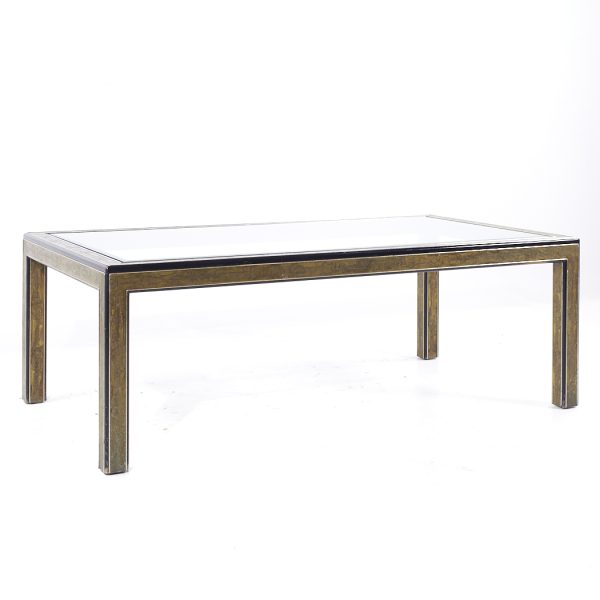bernhard rohne for mastercraft mid century lacquered etched brass panel expanding dining table