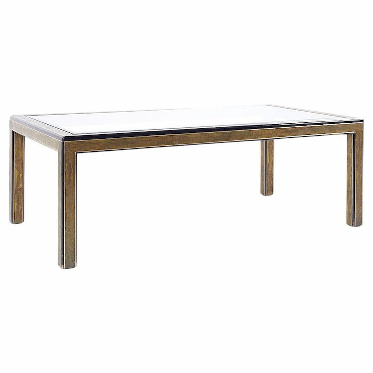 Bernhard Rohne for Mastercraft Mid Century Lacquered Etched Brass Panel Expanding Dining Table