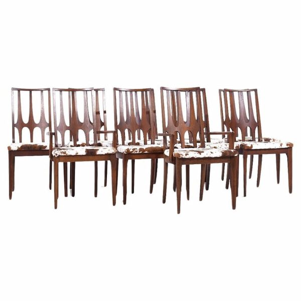 broyhill brasilia mid century walnut dining chairs - set of 10