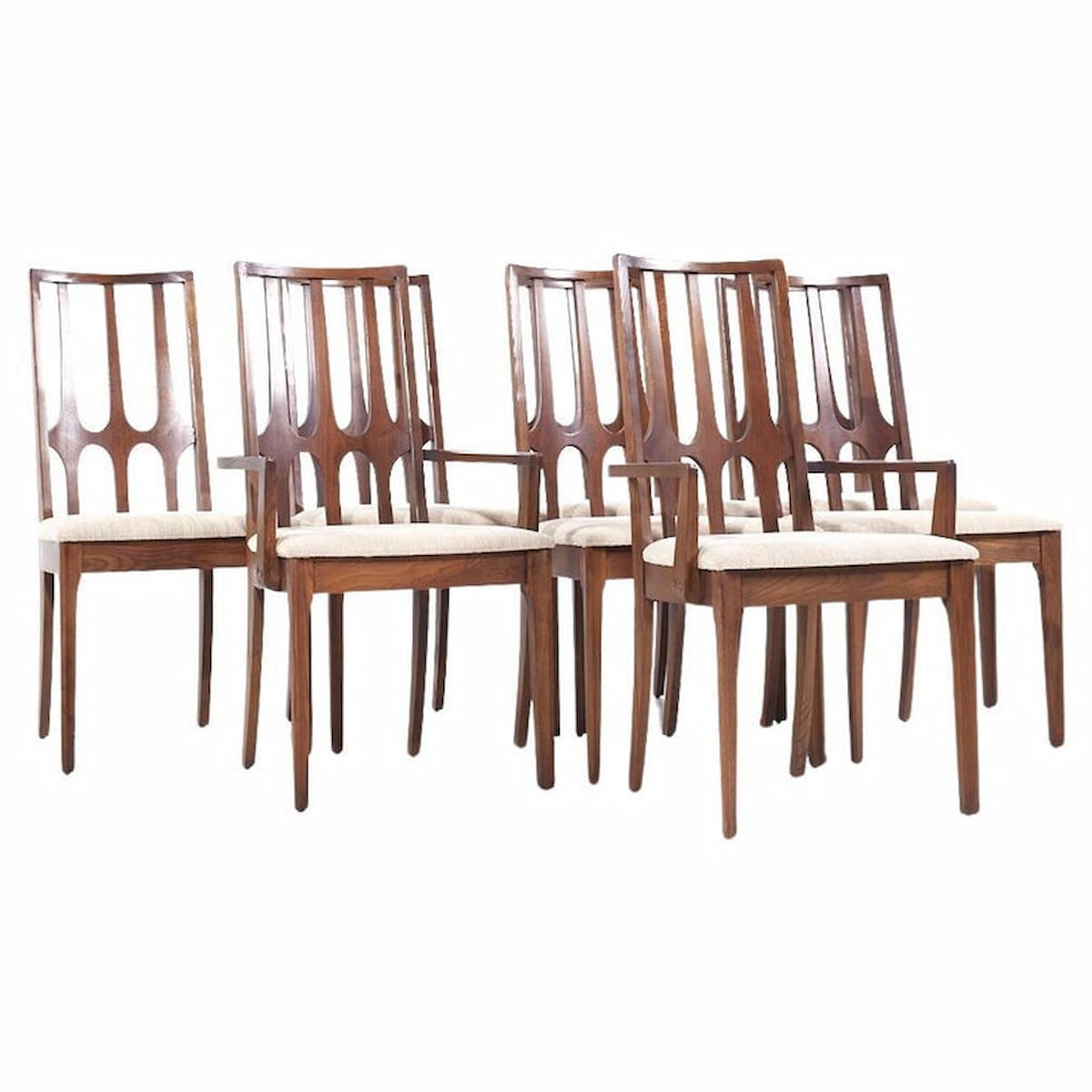 Broyhill Brasilia Mid Century Walnut Dining Chairs - Set of 8