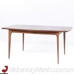 Broyhill Brasilia Mid Century Walnut Expanding Dining Table with 3 Leaves