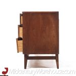 Broyhill Brasilia Mid Century Walnut and Brass 9 Drawer Lowboy Dresser