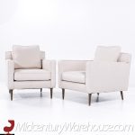 Edward Wormley for Dunbar 4872a Mid Century Brass Leg Lounge Chairs - Pair