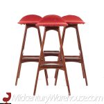 Erik Buch Mid Century Danish Teak Bar Stools - Set of 4