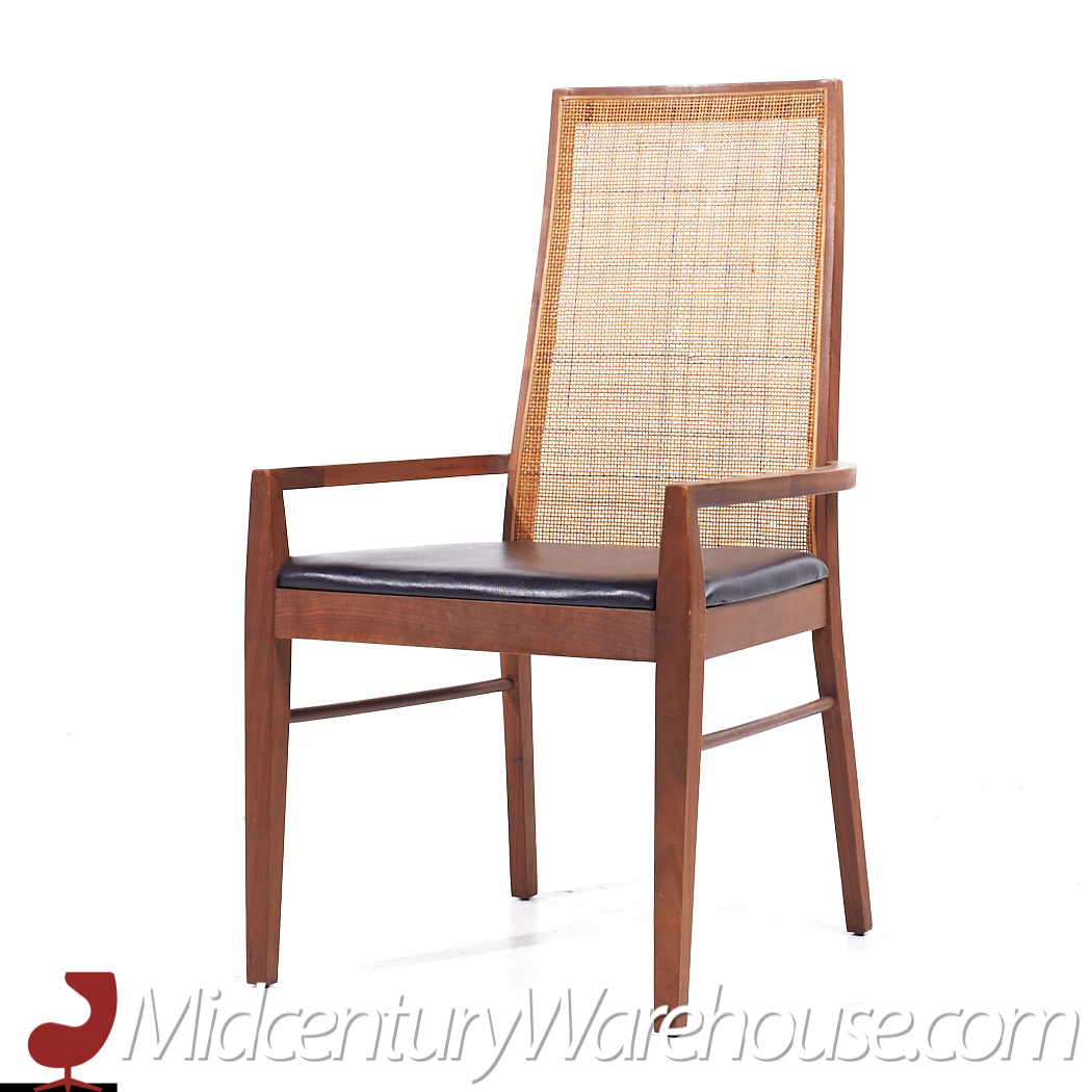 Founders Mid Century Walnut and Cane Dining Chairs - Set of 6
