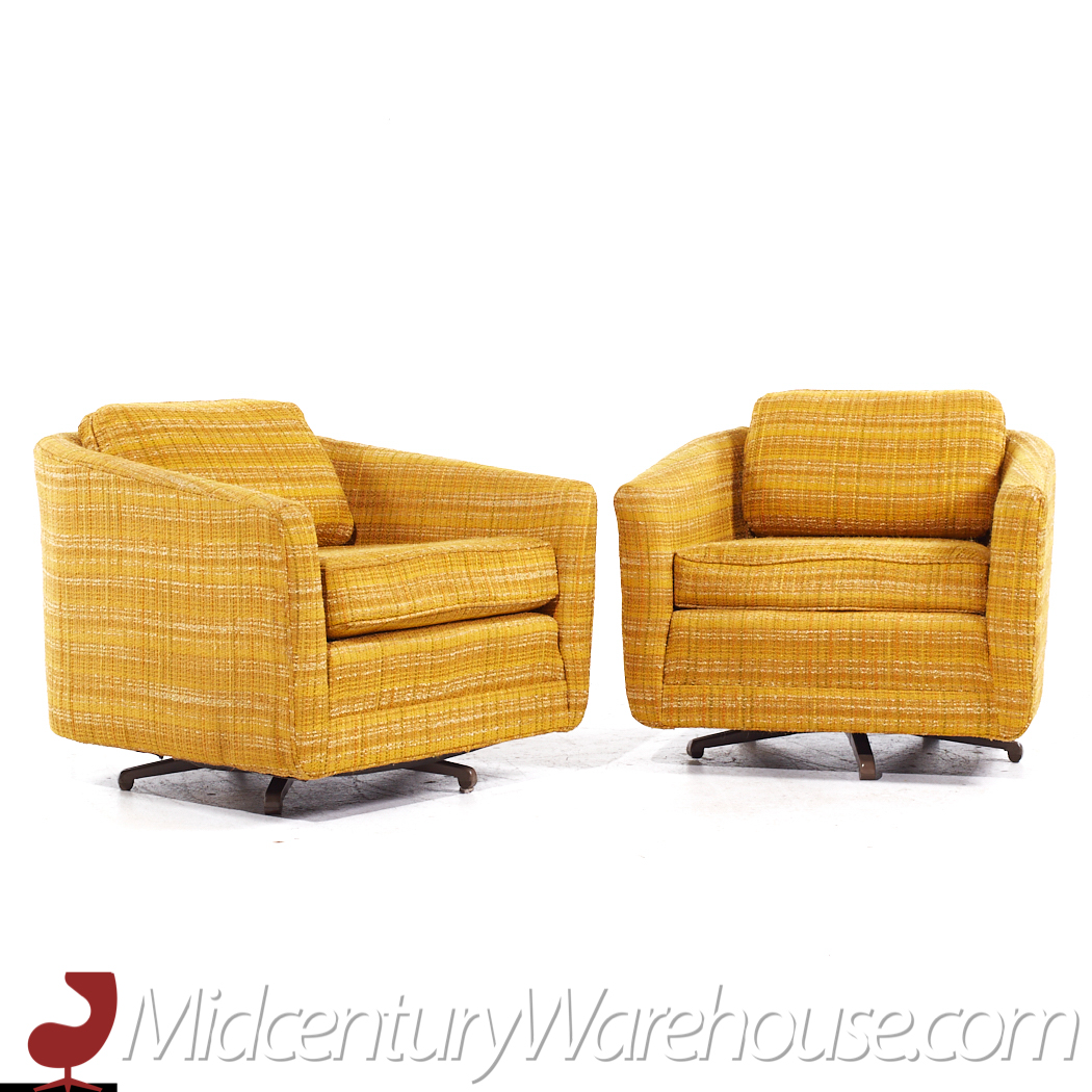 Harvey Probber Mid Century Swivel Lounge Chairs - Pair