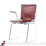 Hiroyuki Toyoda for Icf Mid Century Leather and Chrome Dining Chairs - Set of 6