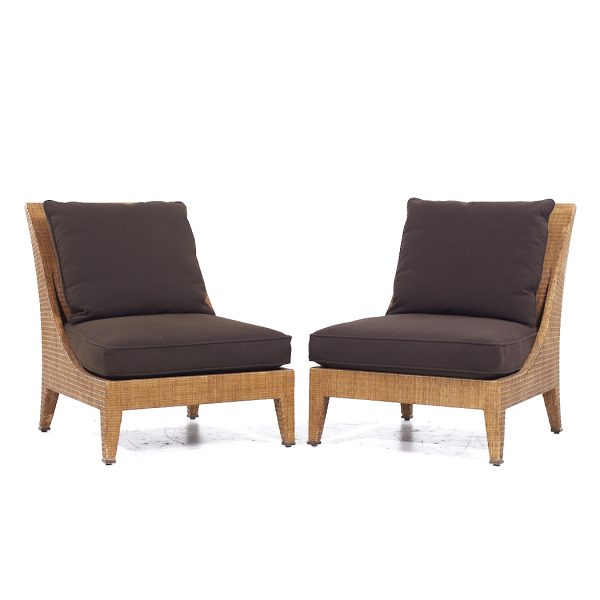 jacques garcia for mcguire mid century woven raffia lounge chairs - pair