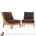 Jacques Garcia for Mcguire Mid Century Woven Raffia Lounge Chairs - Pair