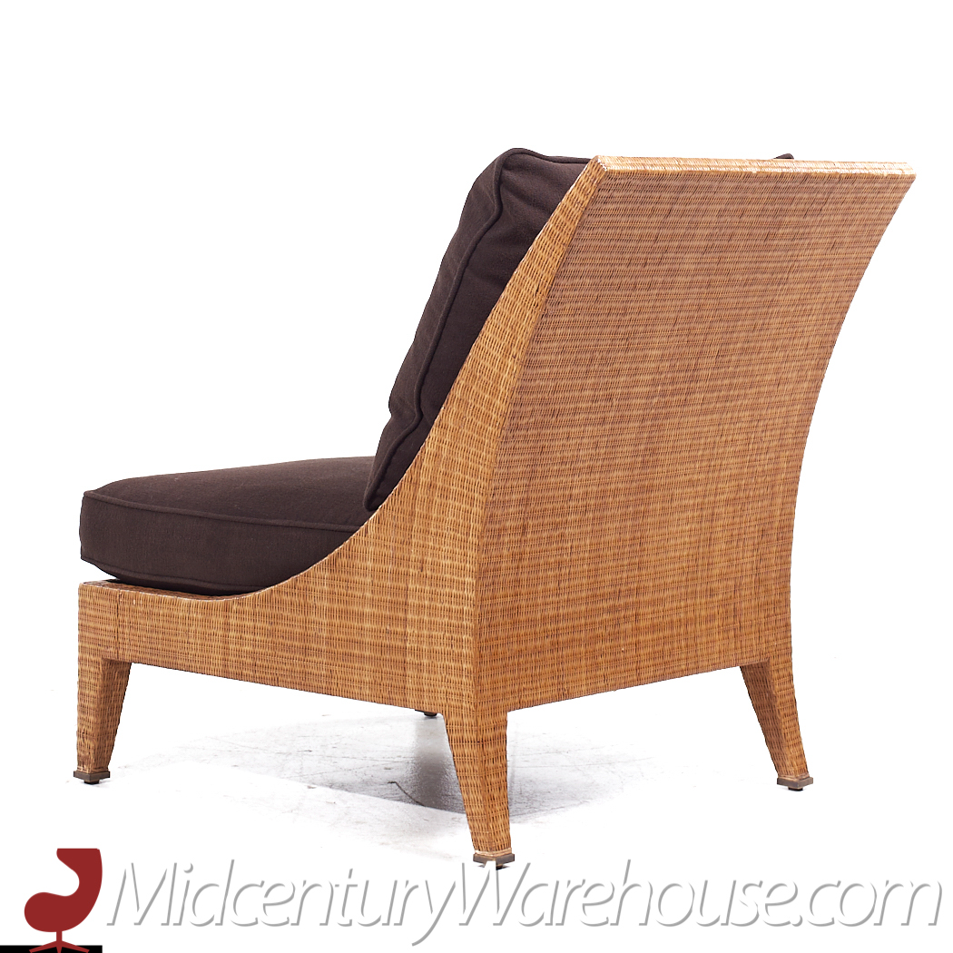 Jacques Garcia for Mcguire Mid Century Woven Raffia Lounge Chairs - Pair