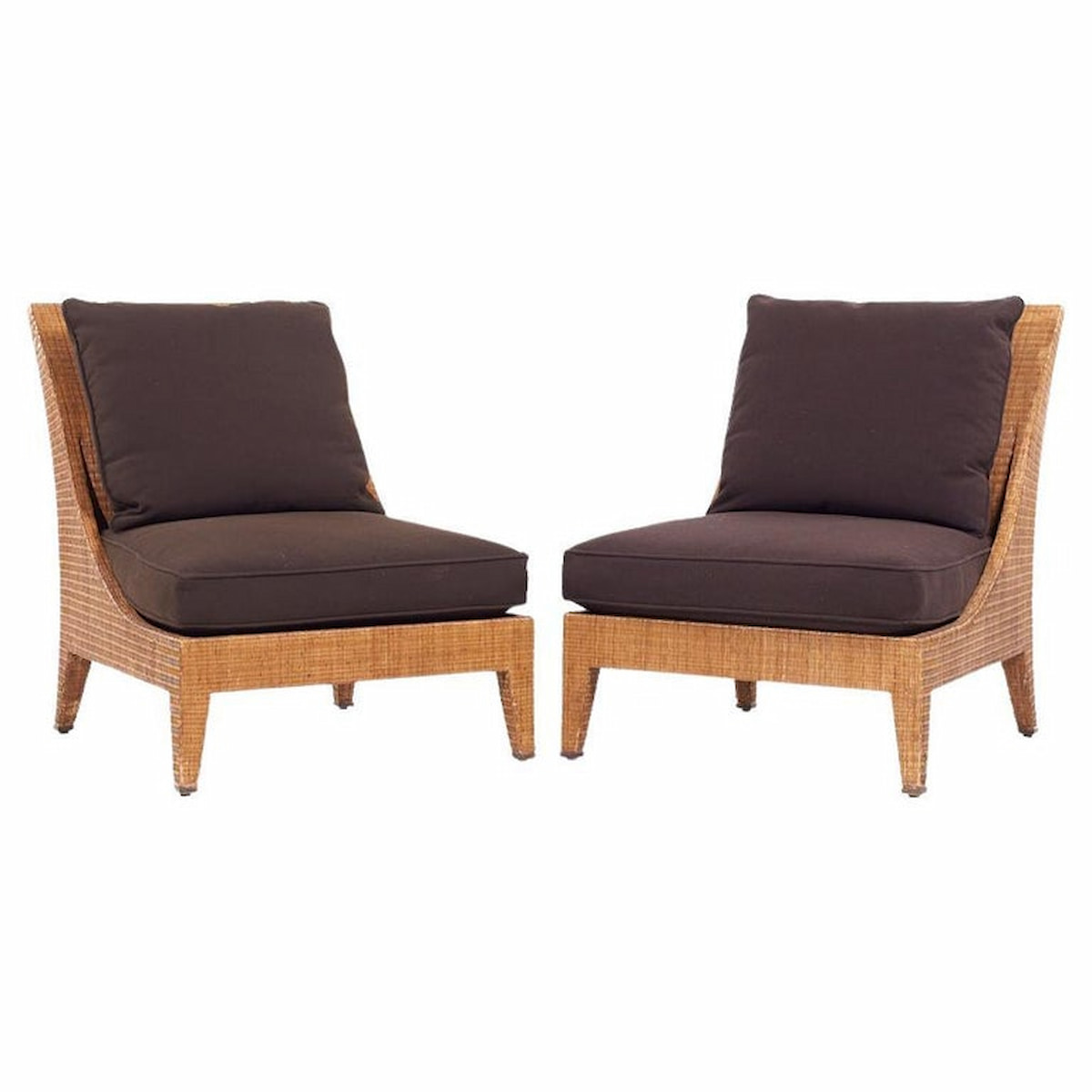 Jacques Garcia for Mcguire Mid Century Woven Raffia Lounge Chairs - Pair