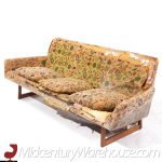 Jens Risom Mid Century Walnut Sled Leg Sofa