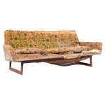 Jens Risom Mid Century Walnut Sled Leg Sofa