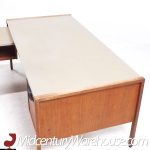 Jens Risom Mid Century Walnut and Leather Top Corner Desk