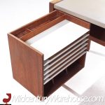 Jens Risom Mid Century Walnut and Leather Top Corner Desk