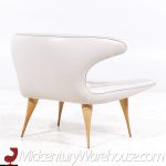 Karpen of California Mid Century White Leather Horn Lounge Chairs - Pair