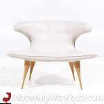 Karpen of California Mid Century White Leather Horn Lounge Chairs - Pair