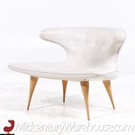 Karpen of California Mid Century White Leather Horn Lounge Chairs - Pair