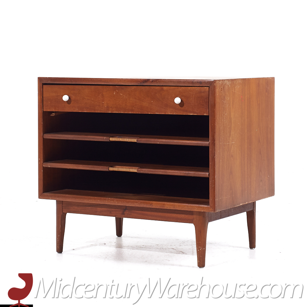 Kipp Stewart for Drexel Declaration Mid Century Magazine Rack End Table Nightstands - Pair