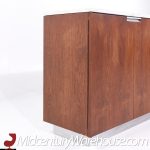 Knoll Style Mid Century Walnut and Carrara Marble Top Credenza