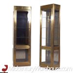 Mastercraft Mid Century Brass Vitrine Display Cabinets - Pair