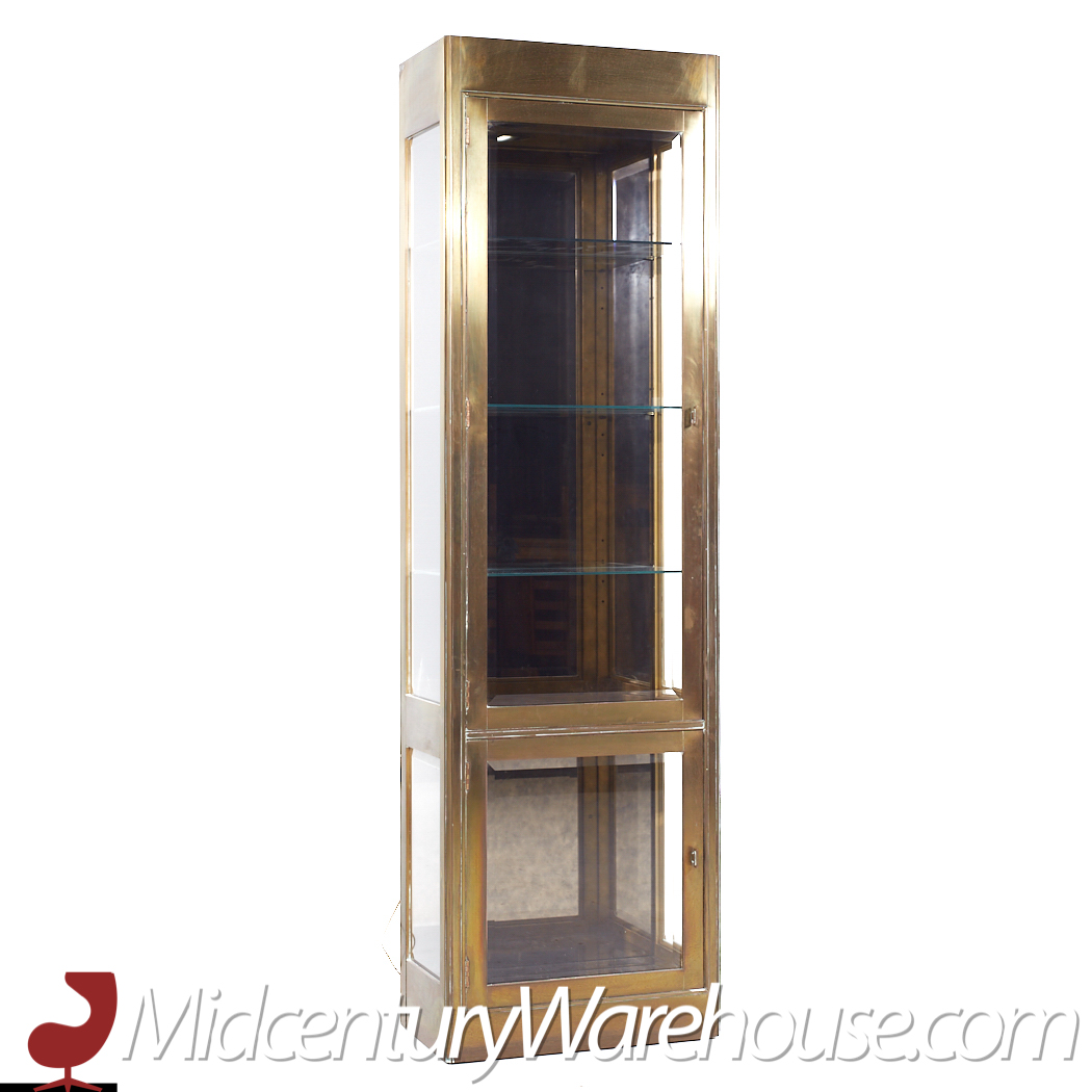 Mastercraft Mid Century Brass Vitrine Display Cabinets - Pair