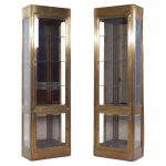 Mastercraft Mid Century Brass Vitrine Display Cabinets - Pair