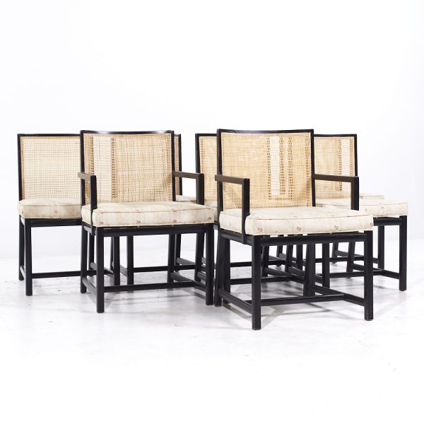 michael taylor for baker mid century cane back dining chairs - set of 8