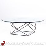 Milo Baughman for Directional Mid Century Geometric Bronze and Glass Coffee Table