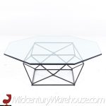 Milo Baughman for Directional Mid Century Geometric Bronze and Glass Coffee Table