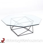 Milo Baughman for Directional Mid Century Geometric Bronze and Glass Coffee Table