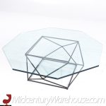 Milo Baughman for Directional Mid Century Geometric Bronze and Glass Coffee Table