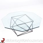 Milo Baughman for Directional Mid Century Geometric Bronze and Glass Coffee Table