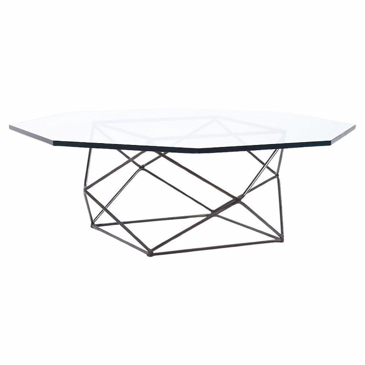 Milo Baughman for Directional Mid Century Geometric Bronze and Glass Coffee Table