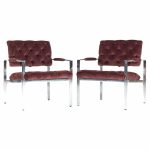 Milo Baughman for Thayer Coggin Chrome Tufted Arm Chairs - Pair