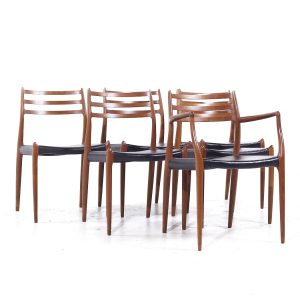 niels moller mid century danish model 78 & 62 teak dining chairs - set of 6