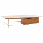 Paul Mccobb for Calvin Mid Century Bleached Mahogany and Brass Coffee Table