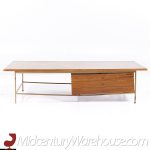 Paul Mccobb for Calvin Mid Century Bleached Mahogany and Brass Coffee Table