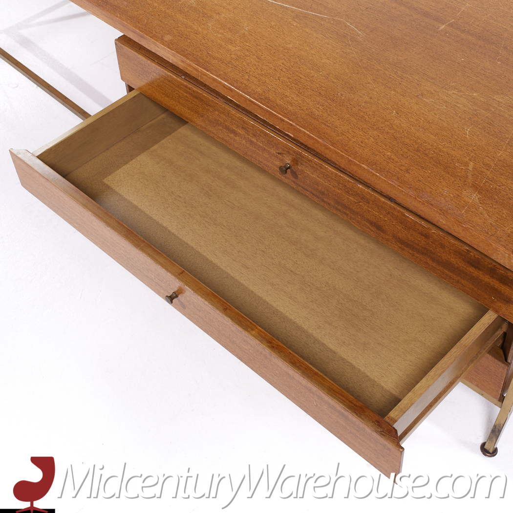 Paul Mccobb for Calvin Mid Century Bleached Mahogany and Brass Coffee Table