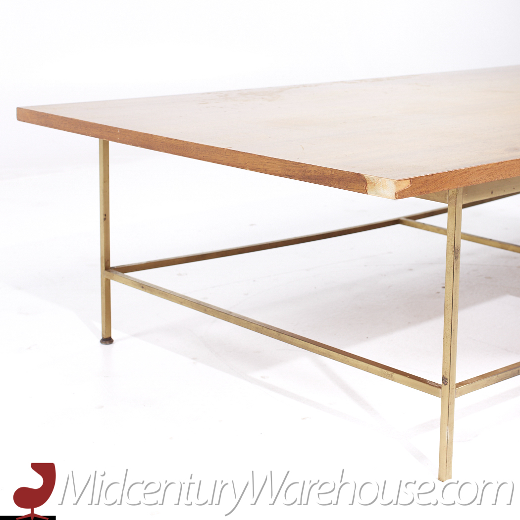 Paul Mccobb for Calvin Mid Century Bleached Mahogany and Brass Coffee Table