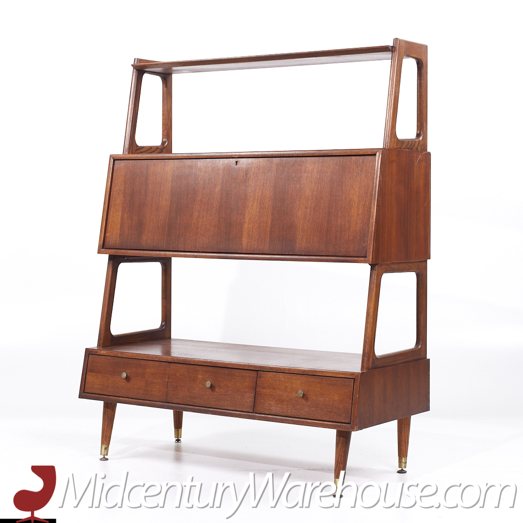 Saginaw Furniture Mid Century Walnut Bookcase Secretary Desk