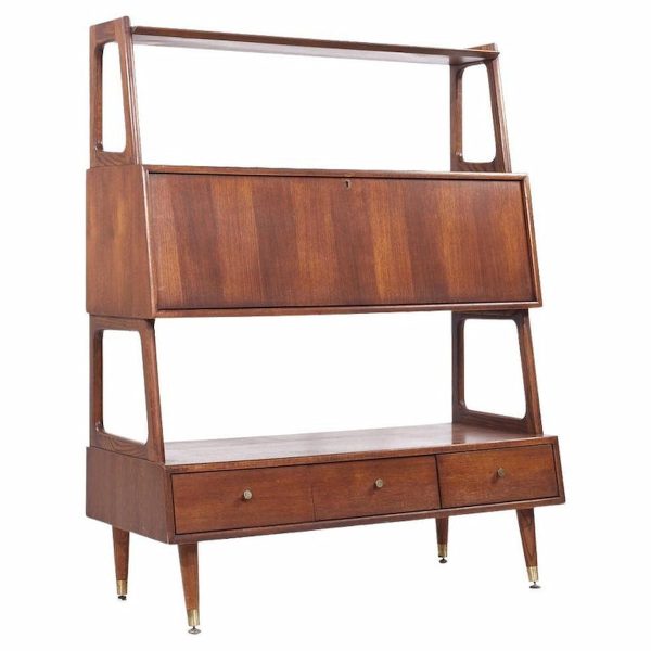 saginaw furniture mid century walnut bookcase secretary desk