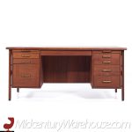 Standard Furniture Mid Century Walnut and Brass Executive Desk