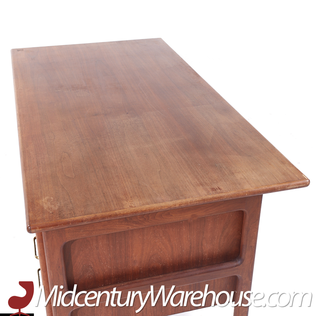 Standard Furniture Mid Century Walnut and Brass Executive Desk