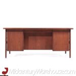 Standard Furniture Mid Century Walnut and Brass Executive Desk