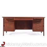 Standard Furniture Mid Century Walnut and Brass Executive Desk