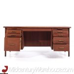 Standard Furniture Mid Century Walnut and Brass Executive Desk