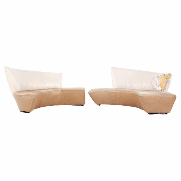 vladimir kagan for preview mid century serpentine sofas - pair
