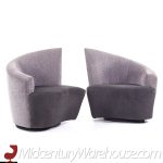Vladimir Kagan for Preview Bilbao Mid Century Swivel Lounge Chairs - Pair