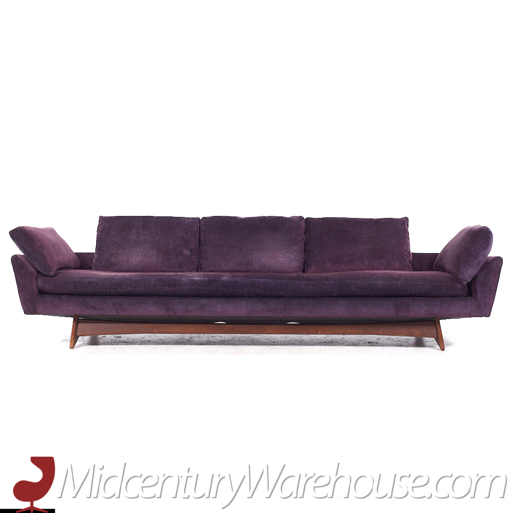 Adrian Pearsall Style Flexsteel Mid Century Walnut Gondola Sofa